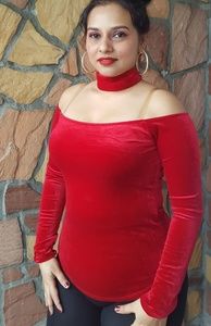 Beautiful red velvet long sleeve top